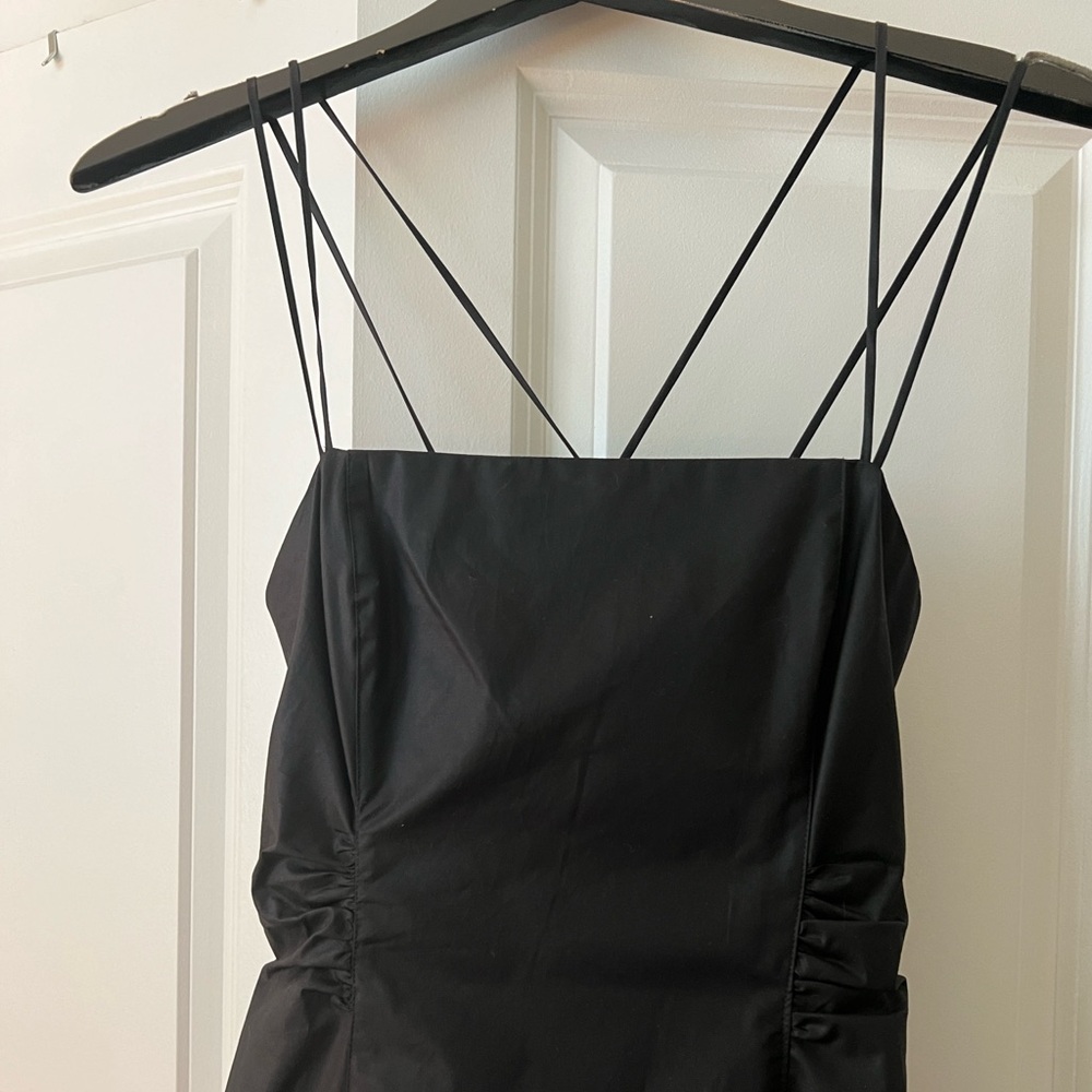 Black cotton Midi Dress w/ pockets